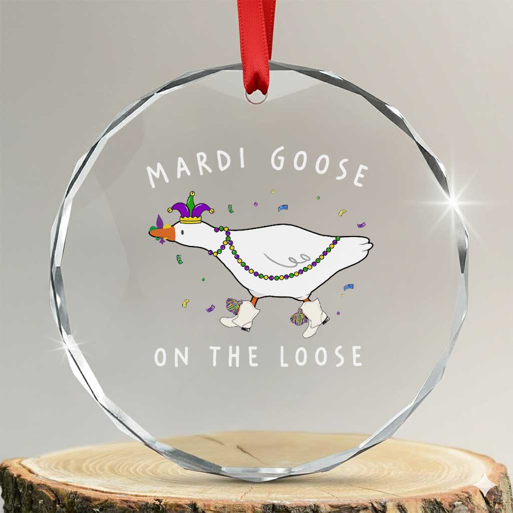 Mardi Goose On The Loose Crystal Glass Ornament Funny Mardi Gras Carnival Parade