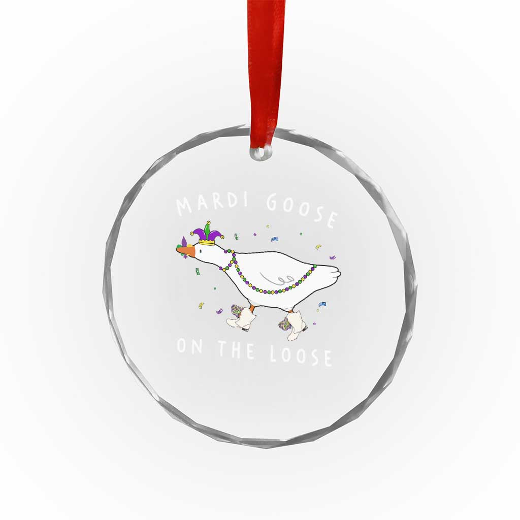 Mardi Goose On The Loose Crystal Glass Ornament Funny Mardi Gras Carnival Parade