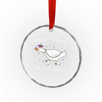 Mardi Goose On The Loose Crystal Glass Ornament Funny Mardi Gras Carnival Parade