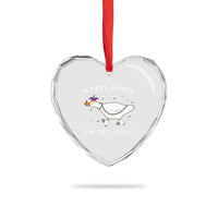 Mardi Goose On The Loose Heart Crystal Glass Ornament Funny Mardi Gras Carnival Parade