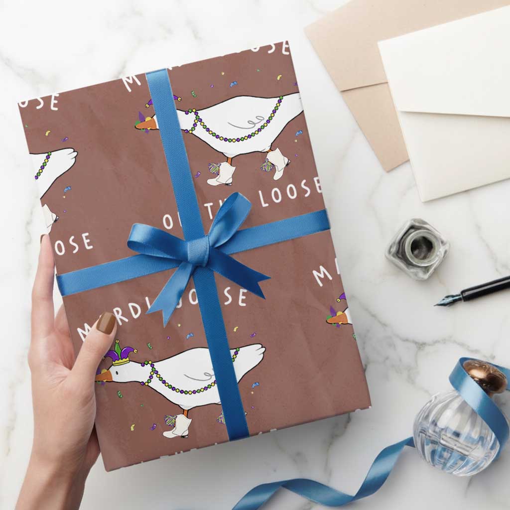 Mardi Goose On The Loose Wrapping Paper Roll Funny Mardi Gras Carnival Parade