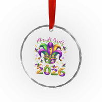 Mardi Gras 2026 Crystal Glass Ornament Funny Jester Hat Carnival Fleur De Lis