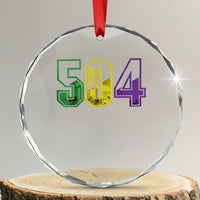 Mardi Gras 504 Nola New Orleans Louisiana LA Crystal Glass Ornament