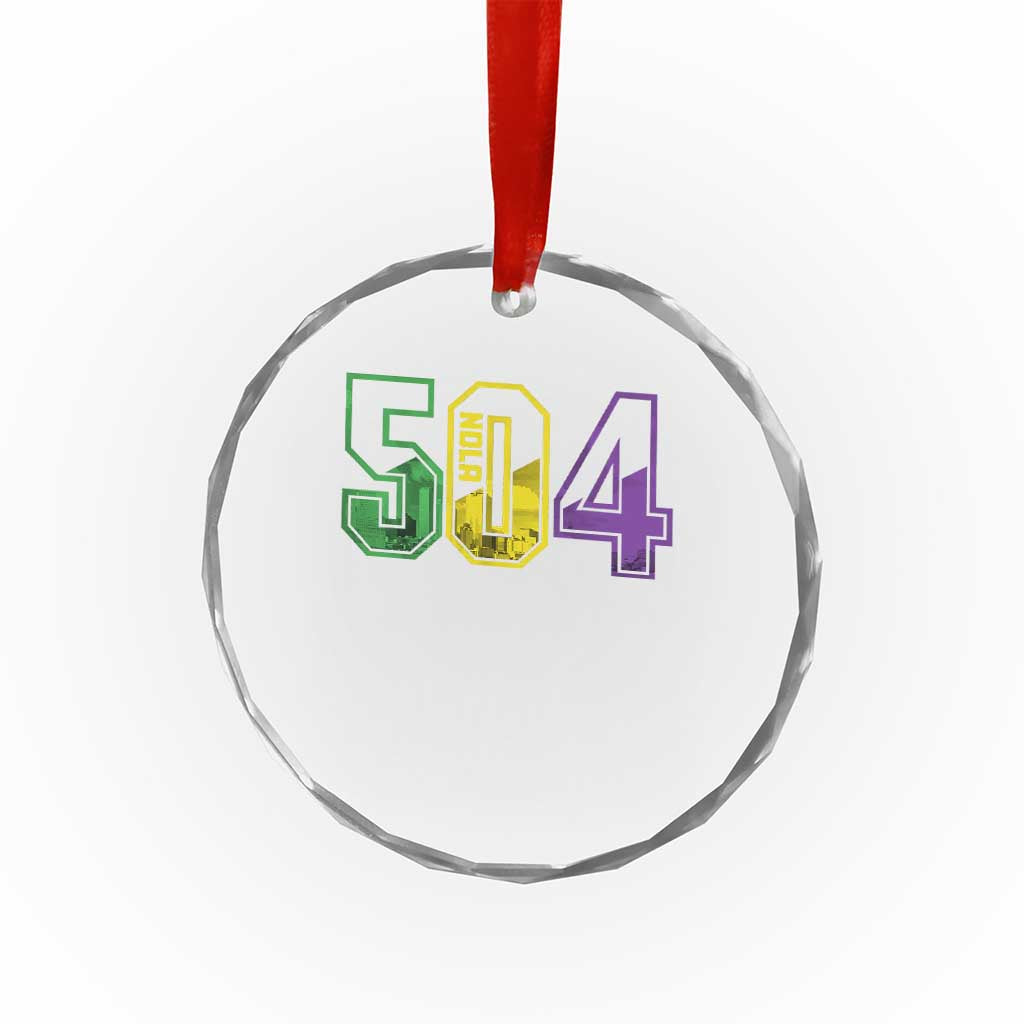 Mardi Gras 504 Nola New Orleans Louisiana LA Crystal Glass Ornament