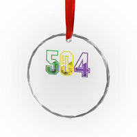 Mardi Gras 504 Nola New Orleans Louisiana LA Crystal Glass Ornament