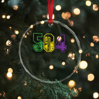 Mardi Gras 504 Nola New Orleans Louisiana LA Crystal Glass Ornament