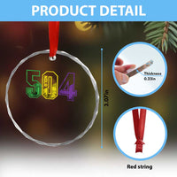 Mardi Gras 504 Nola New Orleans Louisiana LA Crystal Glass Ornament