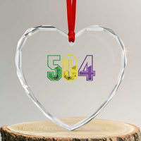Mardi Gras 504 Nola New Orleans Louisiana LA Heart Crystal Glass Ornament