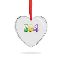 Mardi Gras 504 Nola New Orleans Louisiana LA Heart Crystal Glass Ornament