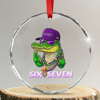 Mardi Gras Alligator Crystal Glass Ornament Funny Six Seven MAGA Political Meme