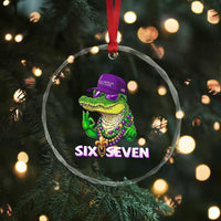 Mardi Gras Alligator Crystal Glass Ornament Funny Six Seven MAGA Political Meme