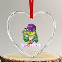 Mardi Gras Alligator Heart Crystal Glass Ornament Funny Six Seven MAGA Political Meme