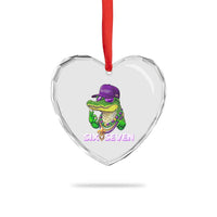 Mardi Gras Alligator Heart Crystal Glass Ornament Funny Six Seven MAGA Political Meme