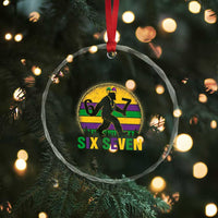 Mardi Gras Bigfoot Crystal Glass Ornament Funny Six Seven Meme Carnival Trendy