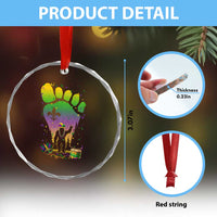 Mardi Gras Bigfoot Crystal Glass Ornament Sasquatch Forest Footprint Carnival Party