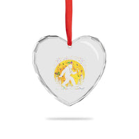 Mardi Gras Bigfoot Heart Crystal Glass Ornament Funny Sasquatch Carnival Trendy Meme