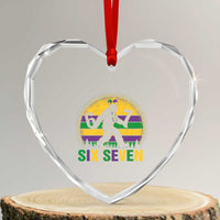 Mardi Gras Bigfoot Heart Crystal Glass Ornament Funny Six Seven Meme Carnival Trendy