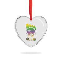 Mardi Gras Bigfoot Heart Crystal Glass Ornament Sasquatch Forest Footprint Carnival Party