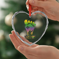 Mardi Gras Bigfoot Heart Crystal Glass Ornament Sasquatch Forest Footprint Carnival Party