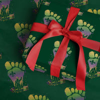 Mardi Gras Bigfoot Wrapping Paper Roll Sasquatch Forest Footprint Carnival Party