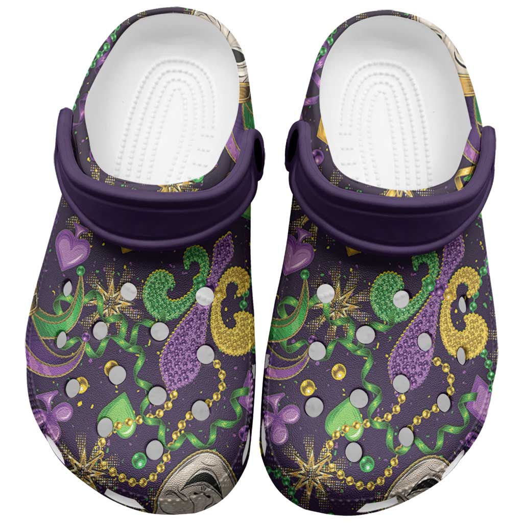 Mardi Gras Carnival Night Clogs Shoes Jester Mask Fantasy