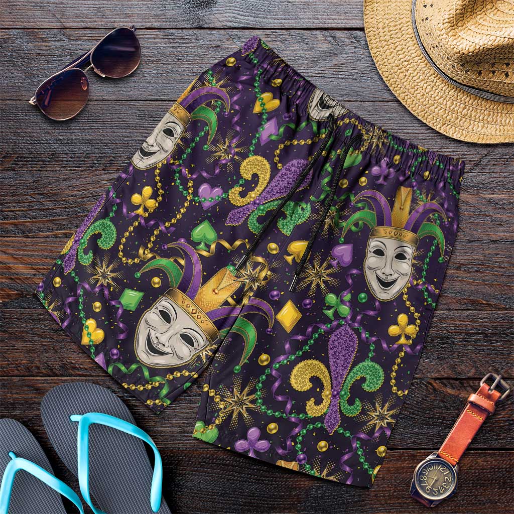Mardi Gras Carnival Night Shorts for Men Jester Mask Fantasy