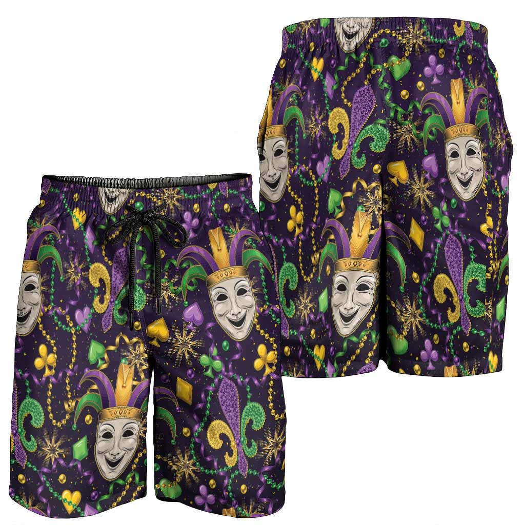 Mardi Gras Carnival Night Shorts for Men Jester Mask Fantasy