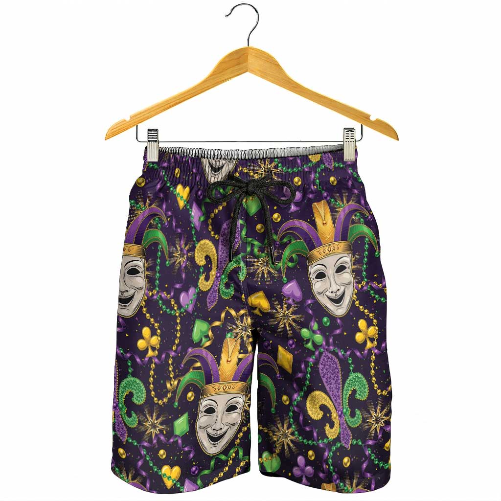 Mardi Gras Carnival Night Shorts for Men Jester Mask Fantasy