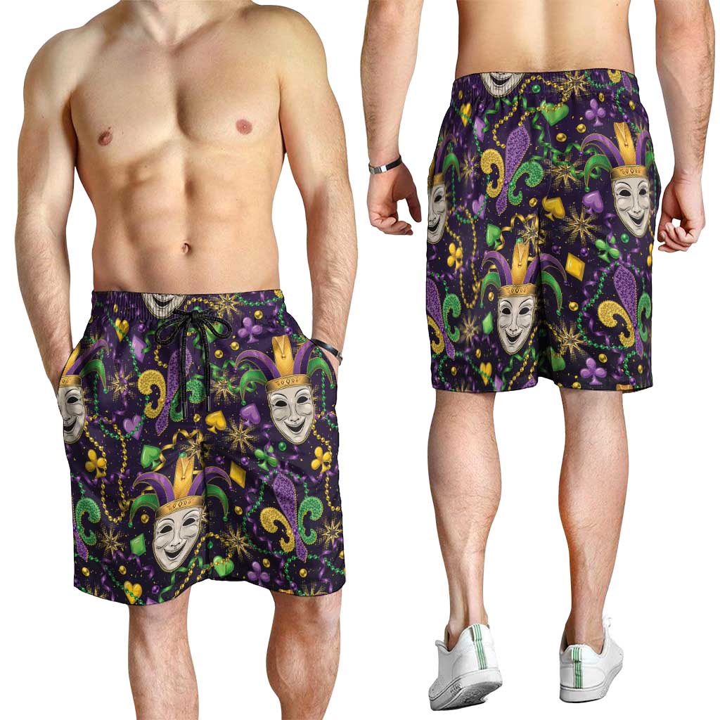 Mardi Gras Carnival Night Shorts for Men Jester Mask Fantasy
