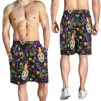 Mardi Gras Carnival Night Shorts for Men Jester Mask Fantasy