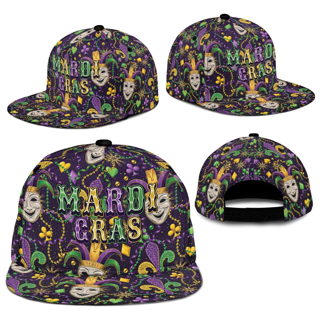 Mardi Gras Carnival Night Snapback Cap Jester Mask Fantasy