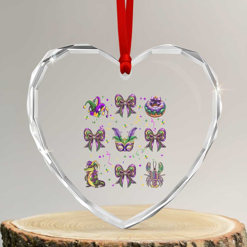 Mardi Gras Coquette Heart Crystal Glass Ornament Glitter Print Louisiana New Orleans Party Custume Beads - Wonder Print Shop