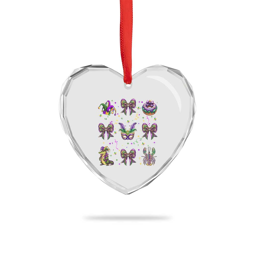 Mardi Gras Coquette Heart Crystal Glass Ornament Glitter Print Louisiana New Orleans Party Custume Beads - Wonder Print Shop