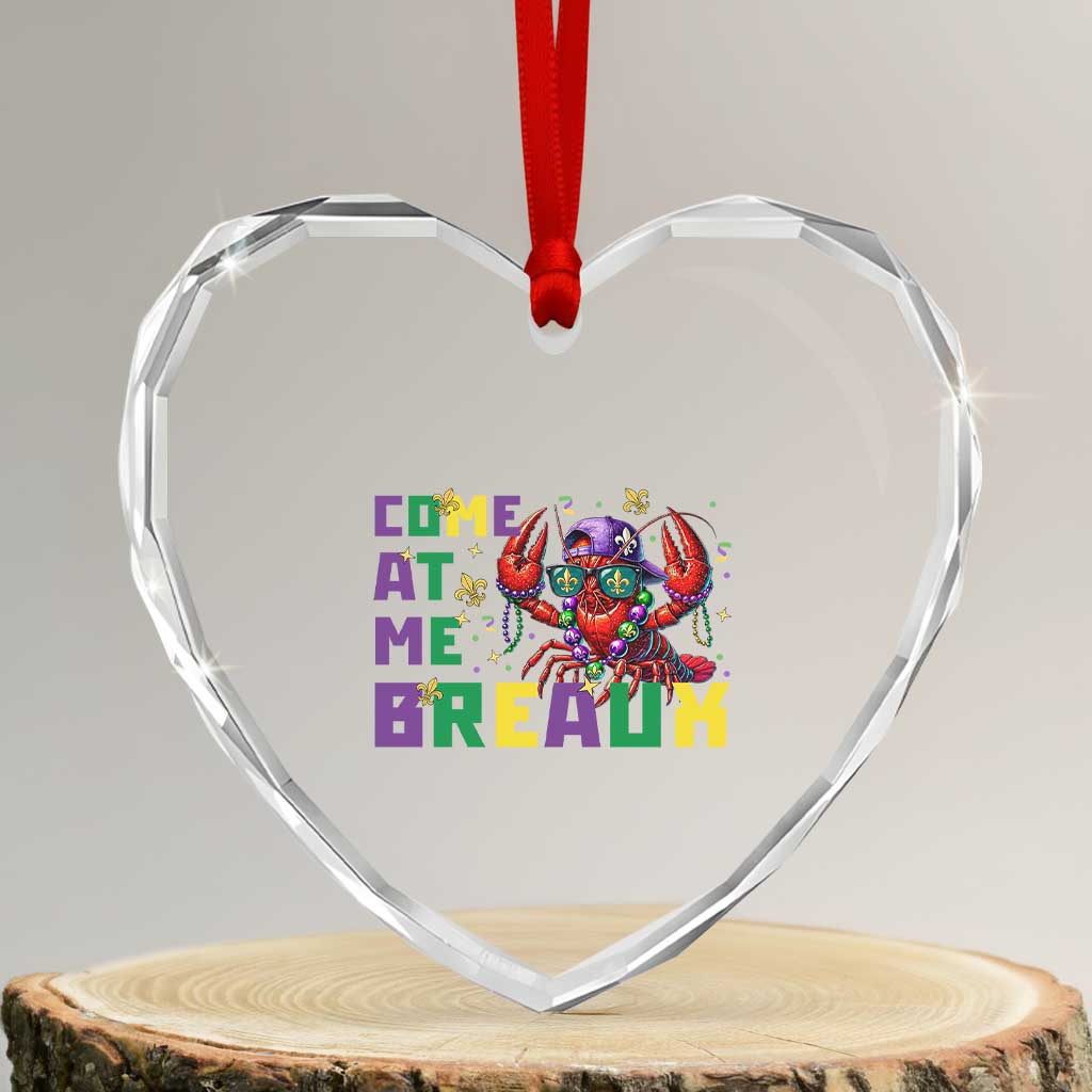 Mardi Gras Crawfish Heart Crystal Glass Ornament Come At Me Breaux