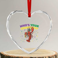 Mardi Gras Crawfish Heart Crystal Glass Ornament Who Is Your Crawdaddy Carnival Party