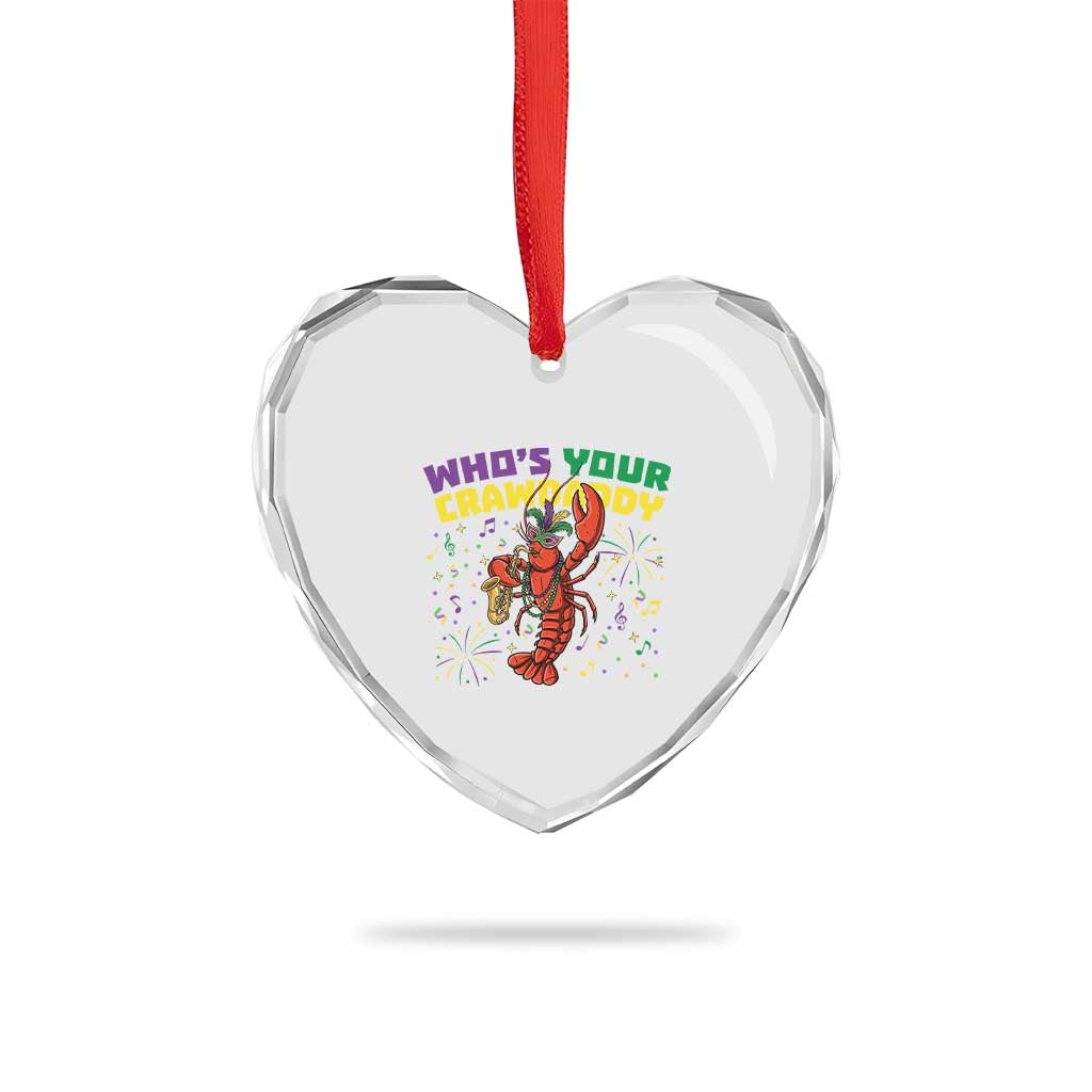 Mardi Gras Crawfish Heart Crystal Glass Ornament Who Is Your Crawdaddy Carnival Party