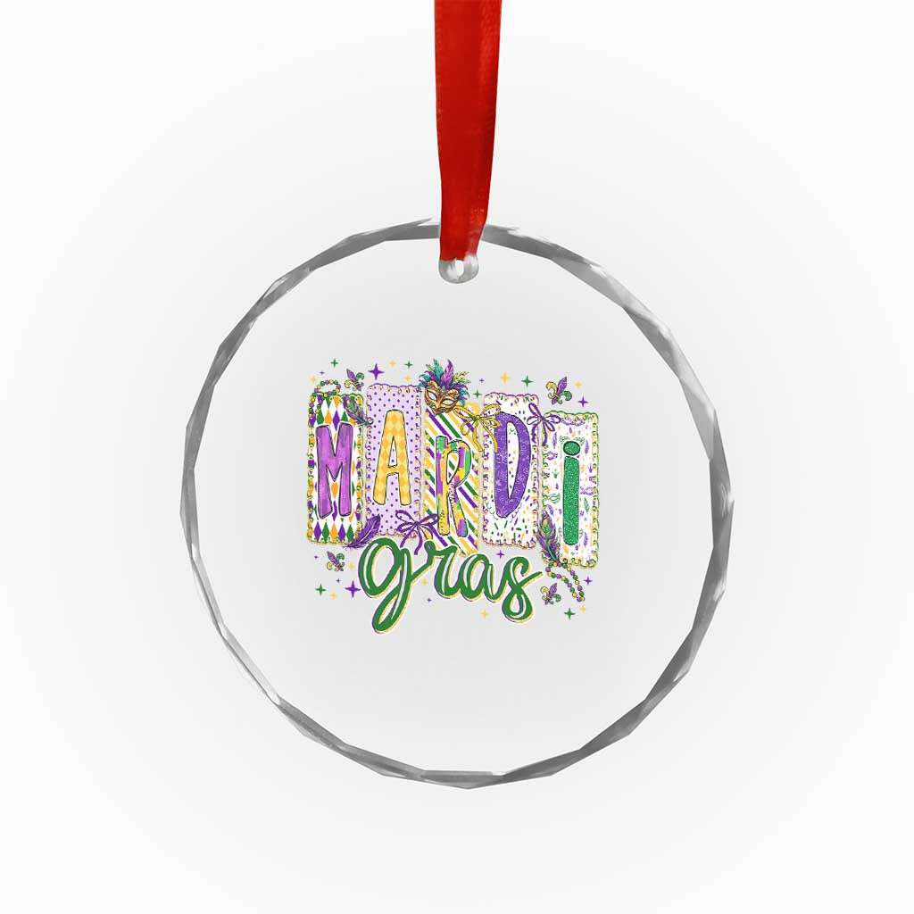 Mardi Gras Crystal Glass Ornament New Orleans Carnival Girly Fat Tuesday