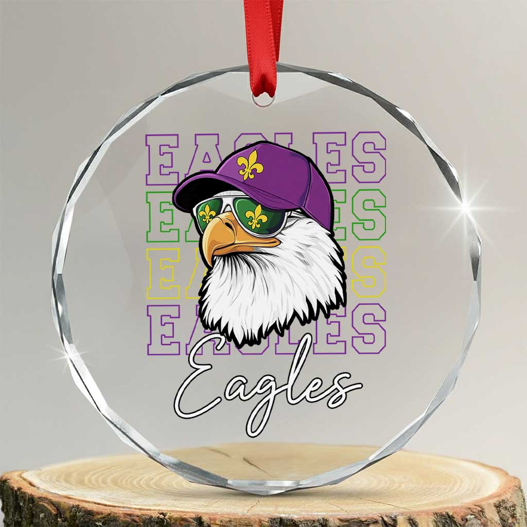 Mardi Gras Eagles Crystal Glass Ornament 2025 Champs NOLA Louisiana - Wonder Print Shop
