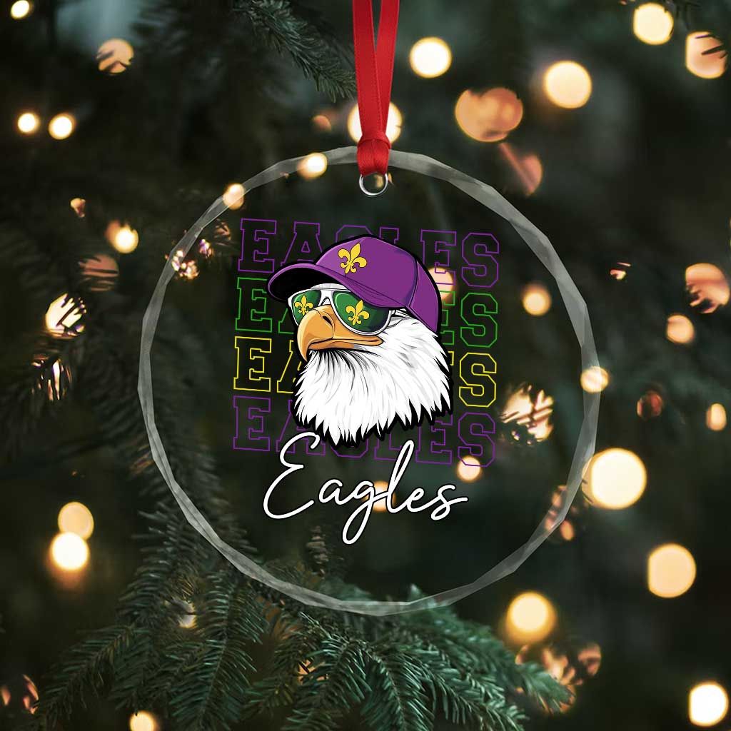 Mardi Gras Eagles Crystal Glass Ornament 2025 Champs NOLA Louisiana - Wonder Print Shop