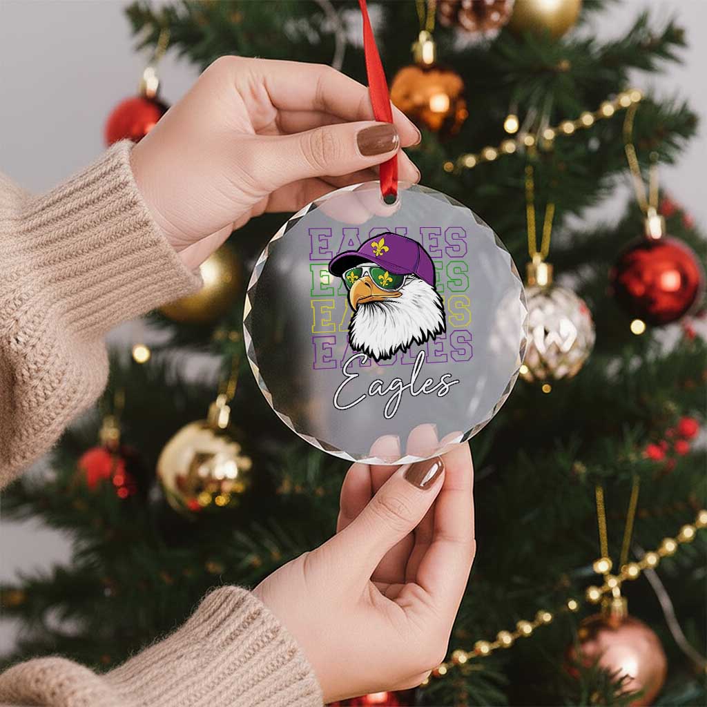 Mardi Gras Eagles Crystal Glass Ornament 2025 Champs NOLA Louisiana - Wonder Print Shop