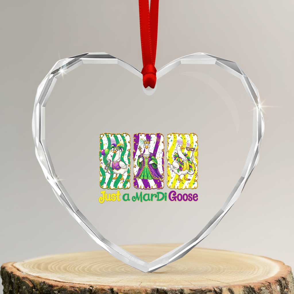 Mardi Gras Goose Heart Crystal Glass Ornament Just A Mardi Goose