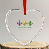 Mardi Gras Heart Crystal Glass Ornament Let The Good Time Roll