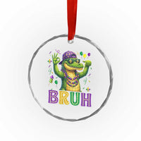 Mardi Gras Mardigator Alligator Six Seven Bruh Meme Crystal Glass Ornament