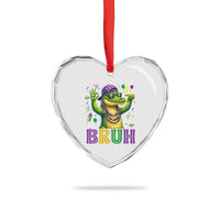 Mardi Gras Mardigator Alligator Six Seven Bruh Meme Heart Crystal Glass Ornament