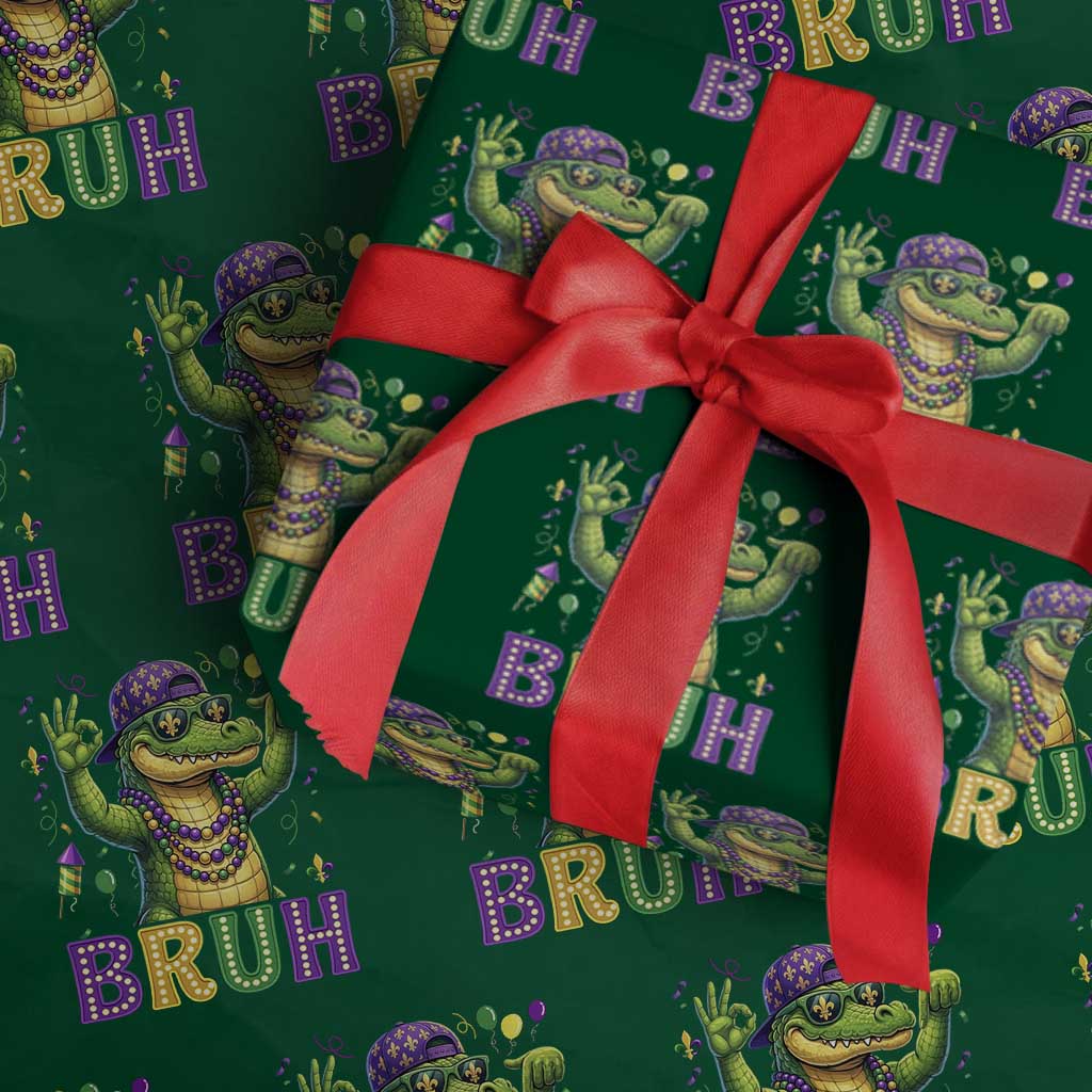 Mardi Gras Mardigator Alligator Six Seven Bruh Meme Wrapping Paper Roll