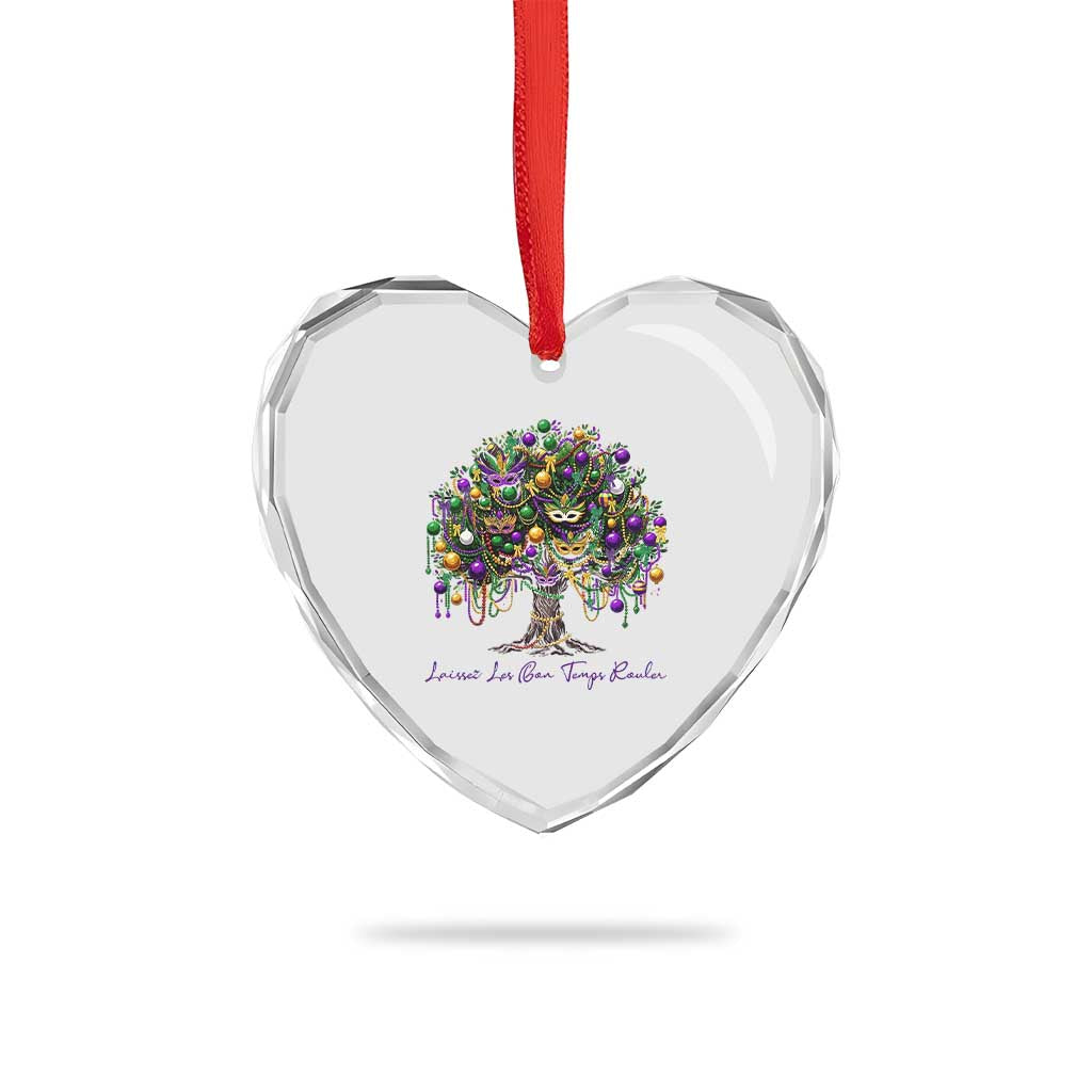 Mardi Gras Mask Tree Heart Crystal Glass Ornament Laissez Les Bon Temps Rouler