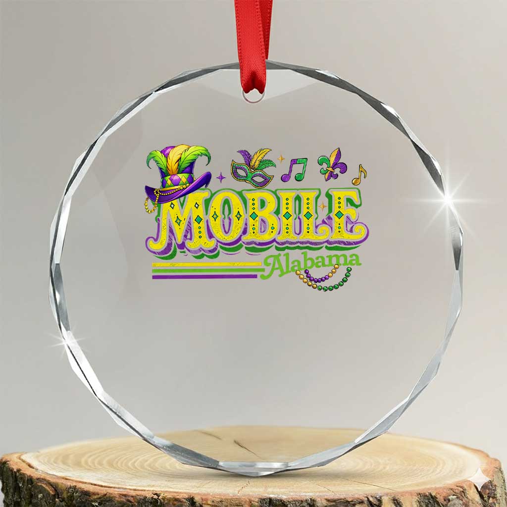 Mardi Gras Mobile Alabama AL Carnival Beads Crystal Glass Ornament