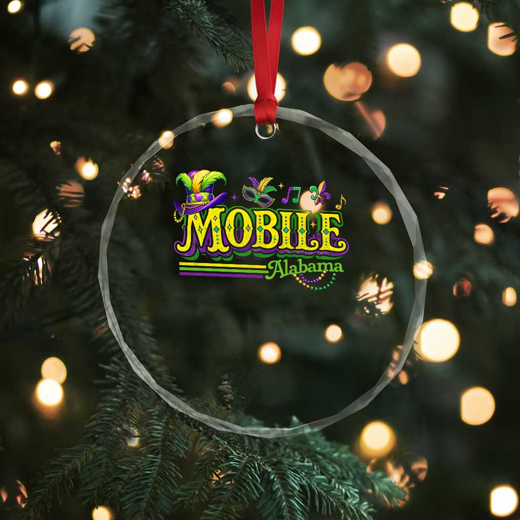 Mardi Gras Mobile Alabama AL Carnival Beads Crystal Glass Ornament