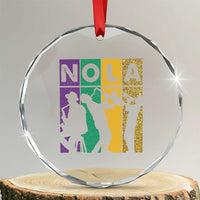 Mardi Gras NOLA New Orleans Carnival Jazz Music Glitter Print Crystal Glass Ornament
