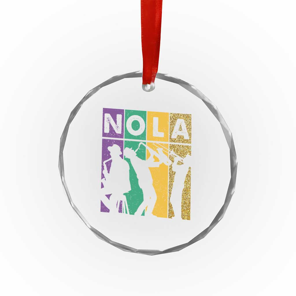 Mardi Gras NOLA New Orleans Carnival Jazz Music Glitter Print Crystal Glass Ornament